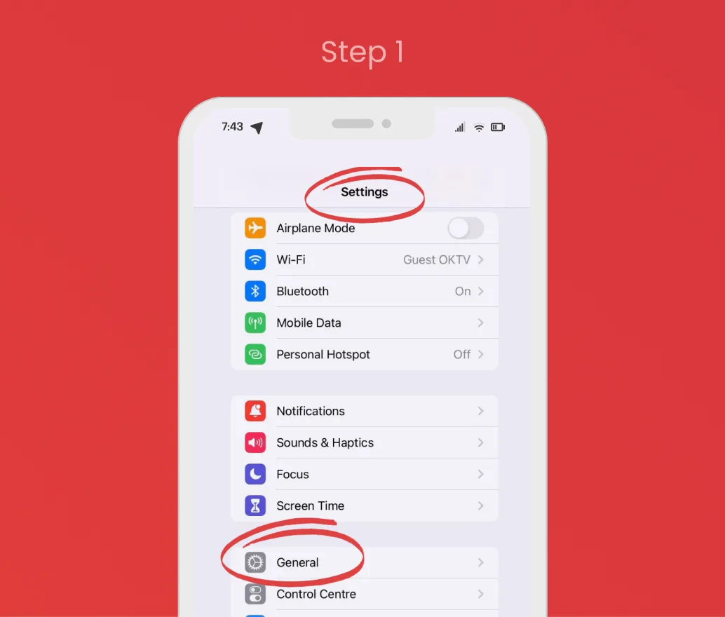 Step 1 of checking eSIM compatibility on iPhone: Go to "Settings" and tap "General".